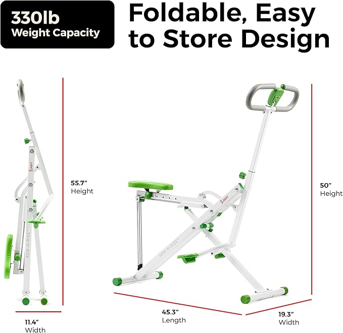 Sunny Health & Fitness Smart Row-N-Ride Glute & Leg Trainer, Foldable Squat - Image 6