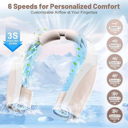 AI Portable Neck Fan with 6 Powerful Speeds, 8000mAh Battery Operated USB-C - Image 4