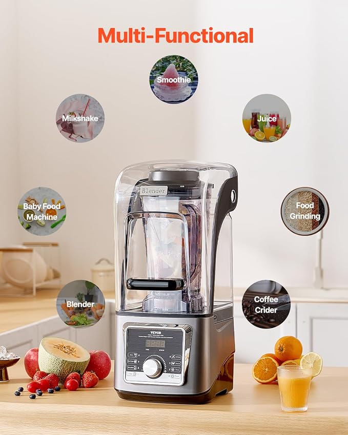 VEVOR Professional Blender for Smoothies, 118 oz 1400W, - Image 5