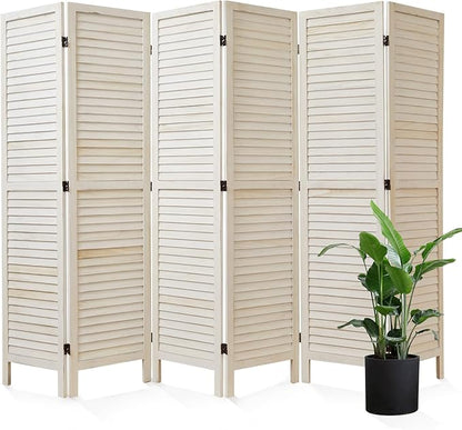 Room Dividers and Folding Privacy Screens, Wood Louvered Separators Divider Wall - Image 8