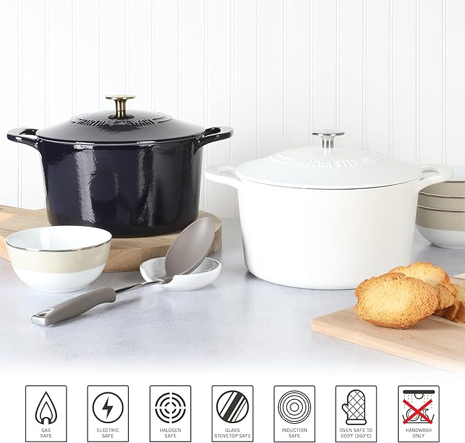 MARTHA STEWART Gatwick 7-Quart Enamel Cast Iron Dutch Oven Pot - Image 5
