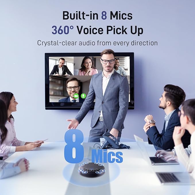 EMEET Conference Speaker and Microphone w/8 Mics, 360° Voice Pickup, Noise - Image 2