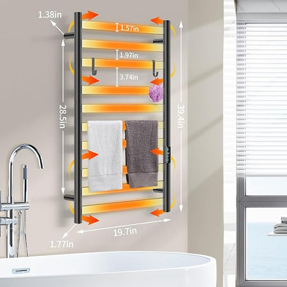 Heated Towel Rack for Bathroom, Hot Towel Warmer Rack Large 10 Bar Electric Hot - Image 6