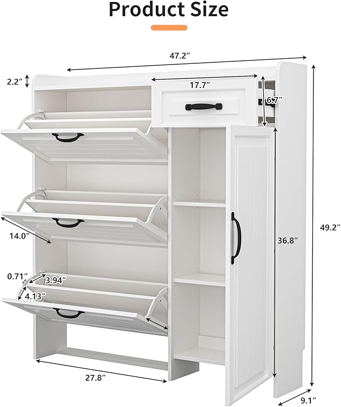 Shoe Cabinet for Entryway, Freestanding Shoe Storage Cabinet - Image 2
