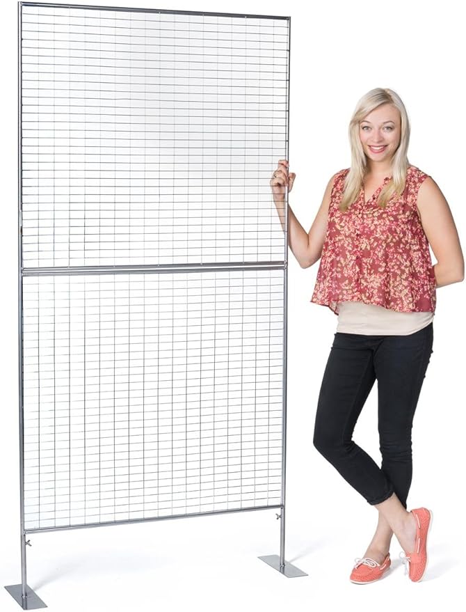 Displays2go Art Display Grids, Floor Standing, Double Sided, Metal Mesh Iron - Image 7