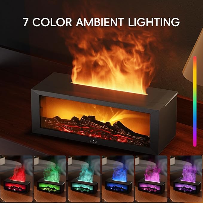 Essential Oil Diffuser, 7 Colors Fireplace Fire Flame Aromatherapy Diffuser - Image 3