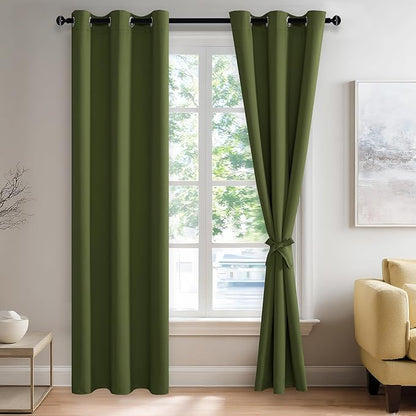 JIUZHEN Olive Green Blackout Curtains by JIUZHEN