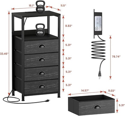 Nightstand with Charging Station & Voice Control Night Light, Night Stand with - Image 3