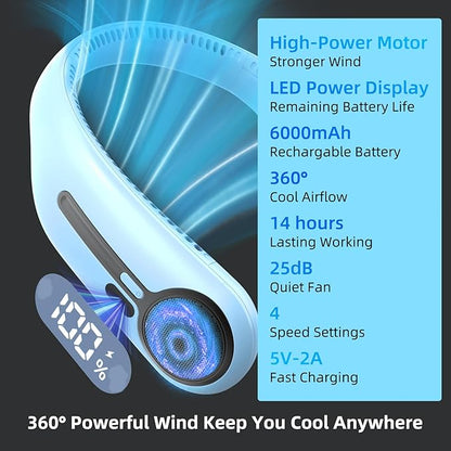 Kinhowly Portable Neck Fan, Hands Free Personal Wearable Bladeless Fan - Image 3