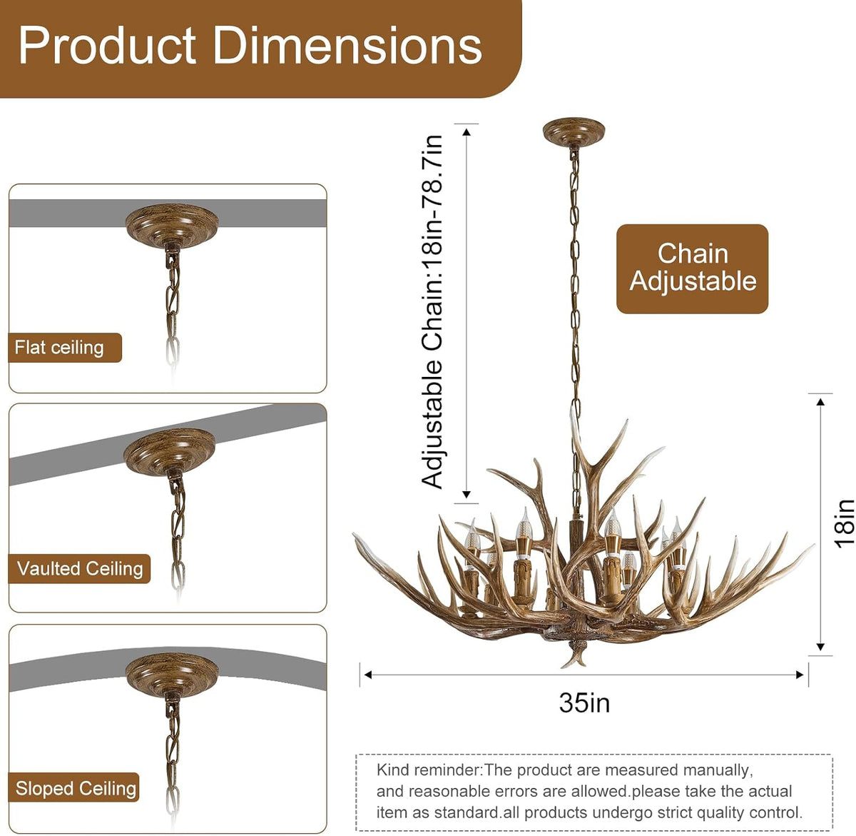 Antlers Chandelier 8 Light,Deer Chandelier Fixtures,Rustic Farmhouse Horn Ant...