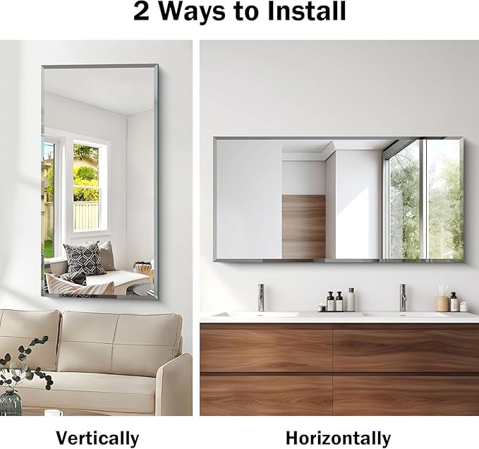 CILIBER Beveled Mirror, 24x48 Beveled Bathroom Mirrors - Image 3