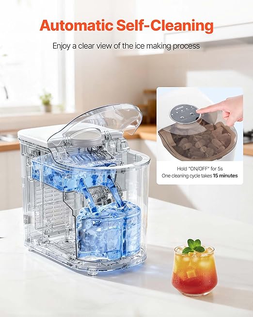 VEVOR Countertop Ice Maker, 7 Cubes Ready in 6 Mins, 26 lbs per Day, - Image 5