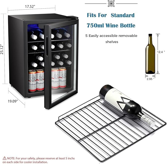 Antarctic Star 16 Bottle Wine Cooler/Cabinet Beverage Refrigerator Small Mini - Image 3