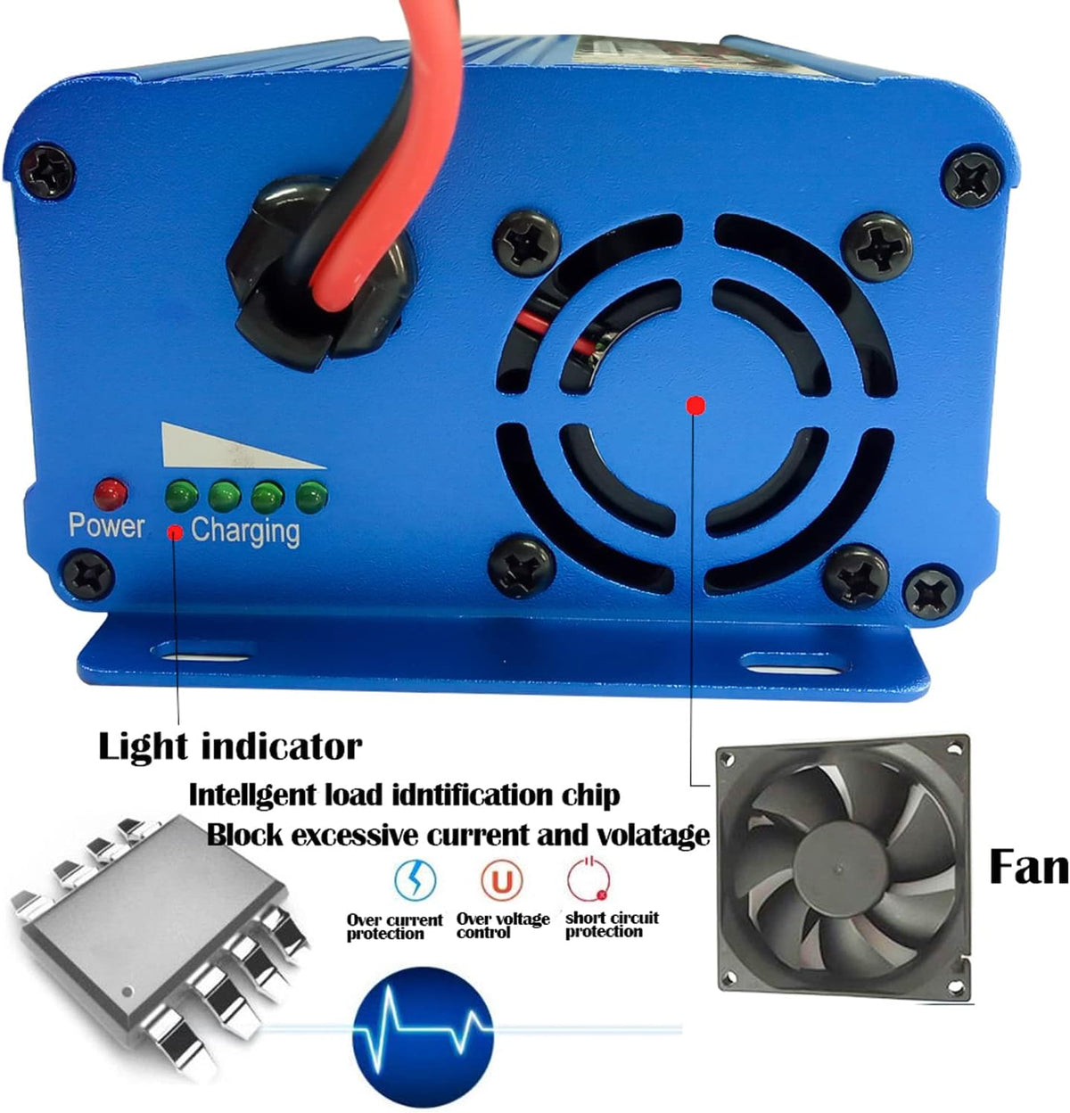 Unocho 24V 5A Battery Charger 4-Stage Smart Lead-Acid Charger with 3-Pin XLR ...