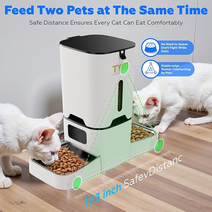 TYM Dual Automatic Cat Feeder for 2 Cats, 7L WiFi Cat Food Dispenser - Image 2