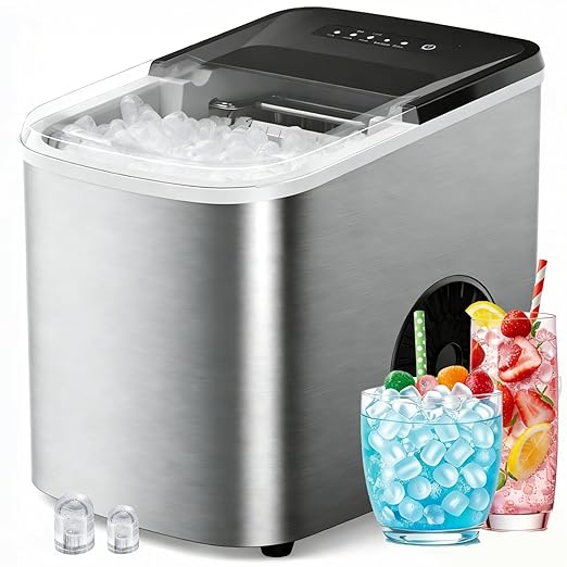 38lbs Per Day Countertop Ice Maker, 9 Ice Cubes in 3.5 Minutes, Self-Cleaning by YourEverydayIceSolution