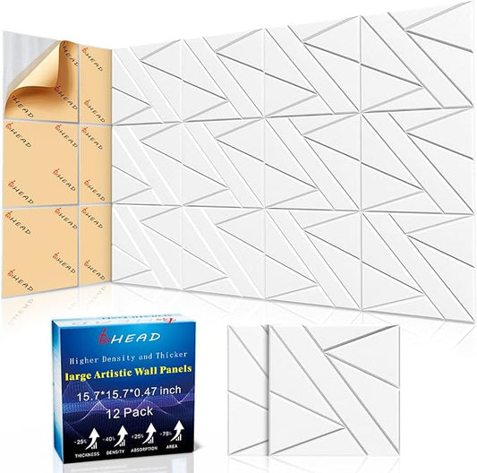 12 Pack Large Self-Adhesive Soundproof Wall Panels, 15.7 x 15.7 x 0.47 in Sound by Staytunedforournewproduct