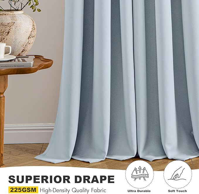 MIULEE Light Blue Blackout Curtains - Image 5