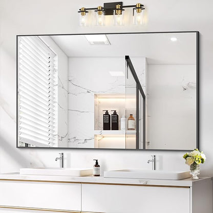 40x60inch Black Bathroom Mirror, Large Rectangular Wall Mirrors - Image 3