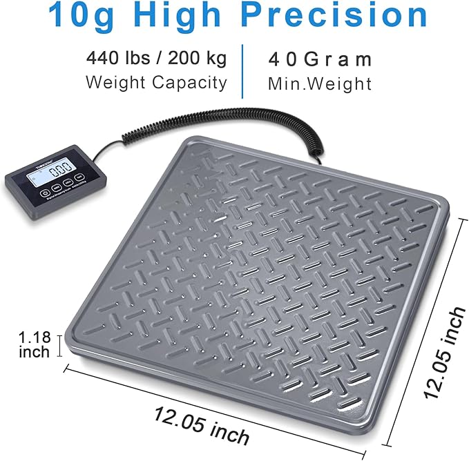 THINKSCALE Shipping Scale, 440lb/1oz Digital Heavy Duty Postal Scale, Strong - Image 2