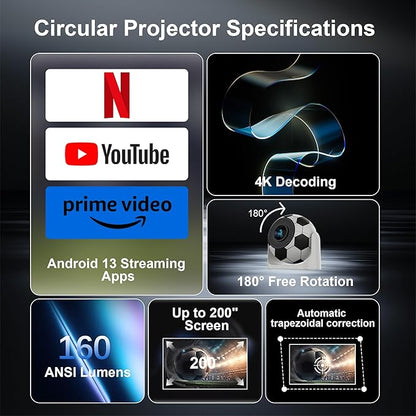 Mini Portable Projector with WiFi and Bluetooth, Built-in Apps Smart Projector - Image 2