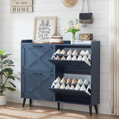 Shoe Storage Cabinet, Farmhouse Shoe Organizer by Barnyatoh
