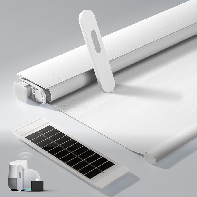 No Drill Motorized Blinds with Remote, Cordless Smart Electric Roller Shades by MUSCLEAREA