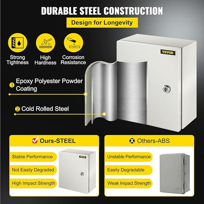 VEVOR NEMA Steel Enclosure, IP66 Waterproof & Dustproof, Outdoor/Indoor - Image 3