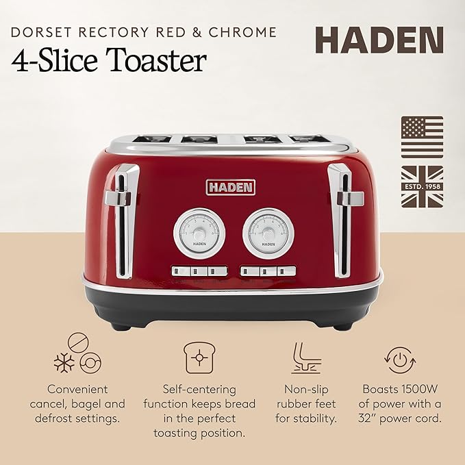 Haden Dorset 4 Slice Wide Slot Stainless Steel Toaster - Image 2