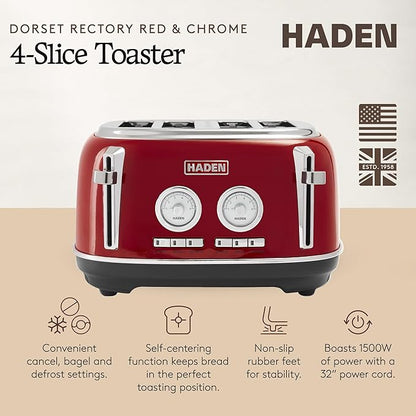 Haden Dorset 4 Slice Wide Slot Stainless Steel Toaster - Image 2