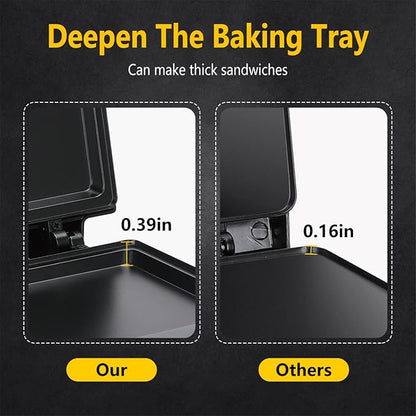 Aigostar Sandwich Maker with Non-stick Deep Grid Surface - Image 3