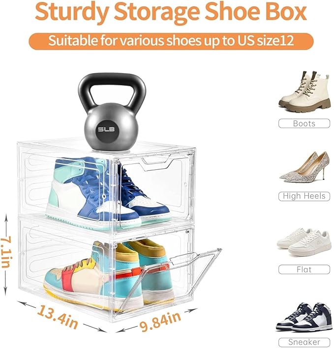 12 Pack Thicken & Sturdy Clear Shoe Storage Organizer - Image 3