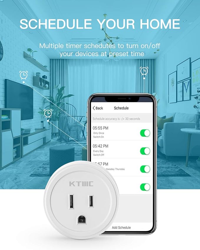 KTMC Smart Plug 4 Pack, Alexa & Google Home Compatible, No Hub Required - Image 4