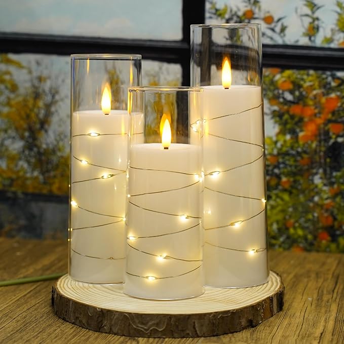 Flickering Flameless LED Candles, Acrylic LED Pillar Candles - Image 3