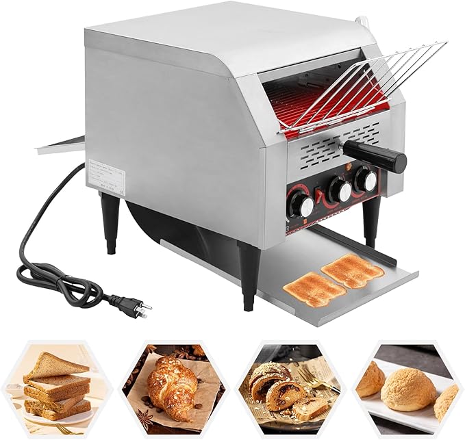 Commercial Conveyor Toaster, 350Slices/Hour 1900W Stainless Steel Heavy Duty - Image 8