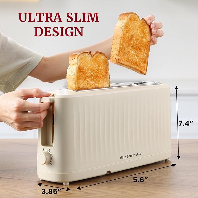 Elite Gourmet ECT2517C SLIMTOAST™ 2-Slice, Long Slot Toaster, Cool-touch Body - Image 6