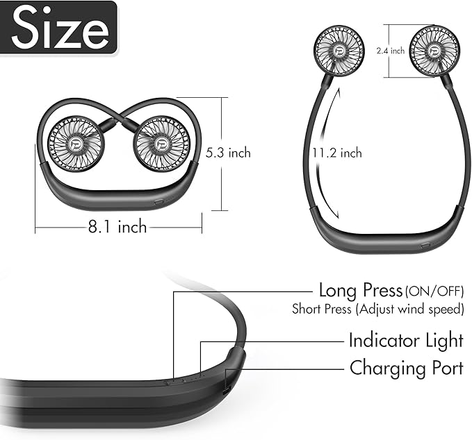 COMLIFE Portable Neck Fan, 2600mAh Battery Operated Ultra Quiet Hands Free USB - Image 8