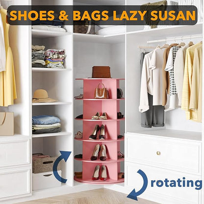 SpaceAid 5 Tier Rotating Shoe Rack Tower, Spinning Shoe Display Lazy Susan - Image 4