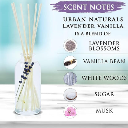 Urban Naturals Lavender Vanilla Reed Diffuser Set | Room Scent Infuser - Image 4