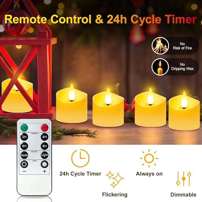 YiaMia 12 Pack Upgraded Rechargeable Tea Lights - Image 4