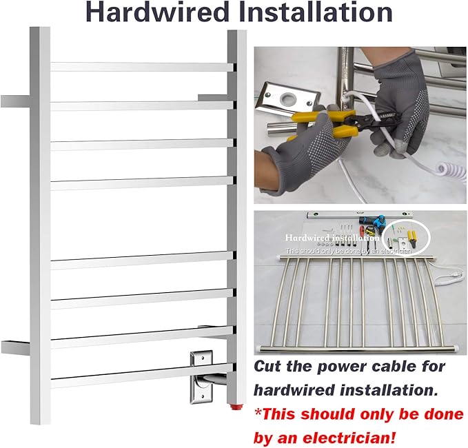 HEATGENE Towel Warmer, Heated Towel Warmer Rack, Wall-Mounted Hardwired/Plug-in - Image 2