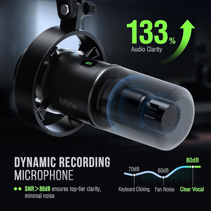 FIFINE Dynamic Microphone, XLR/USB Podcast Recording PC Microphone - Image 4