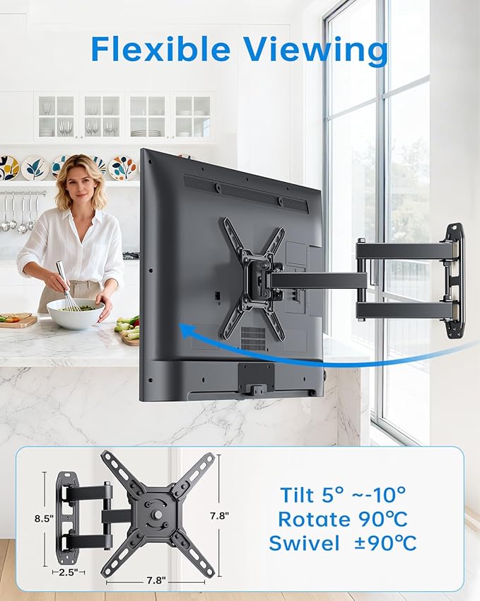 Full Motion Articulating Swivel TV Monitor Wall Mount Bracket - Image 6