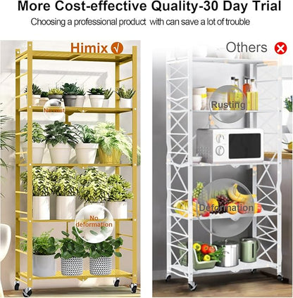 Storage Shelves with 20 Hooks, 5-Tier Foldable Shelves - Image 6