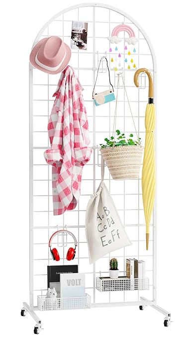 Asee'm Grid Wall Panels Display Stand 2' x 5.2' FT White Movable Wire Grid Wall by Aseem