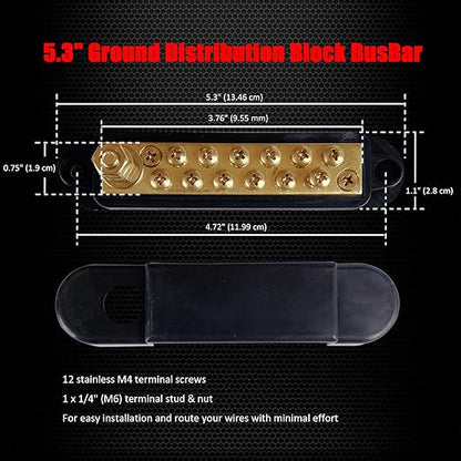1/4" Stud Power Distribution Block Bus Bar - Image 3
