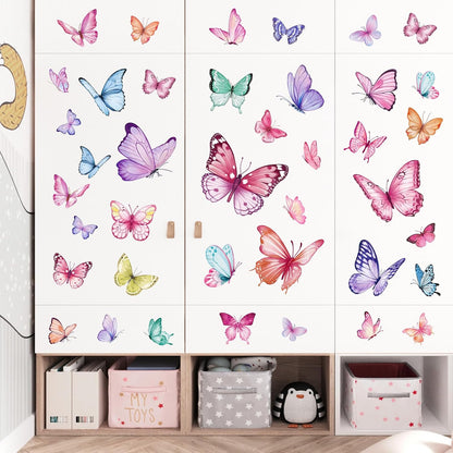 wondever Watercolor Butterfly Wall Decals Butterflies Girls Wall Stickers | Peel and Stick, Removable, Wall Art Decals, Wall Decoration, Kids Room, Girls Bedroom Baby Nursery Playroom Decor