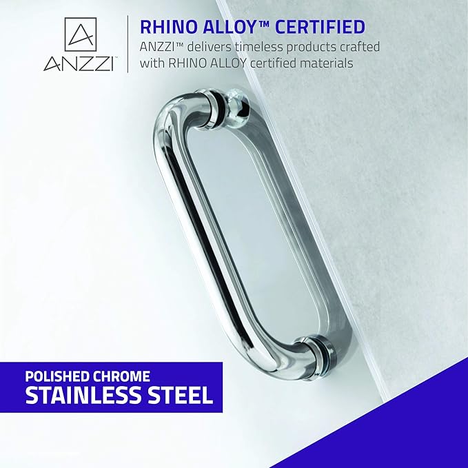 ANZZI 72" x 30" Frameless Shower Door in Polished Chrome, Water Repellent Glass - Image 5
