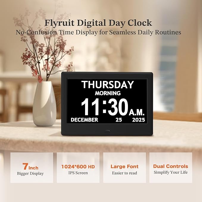 7'' Dementia Clock For Seniors, Large Display Digital Clock - Image 2