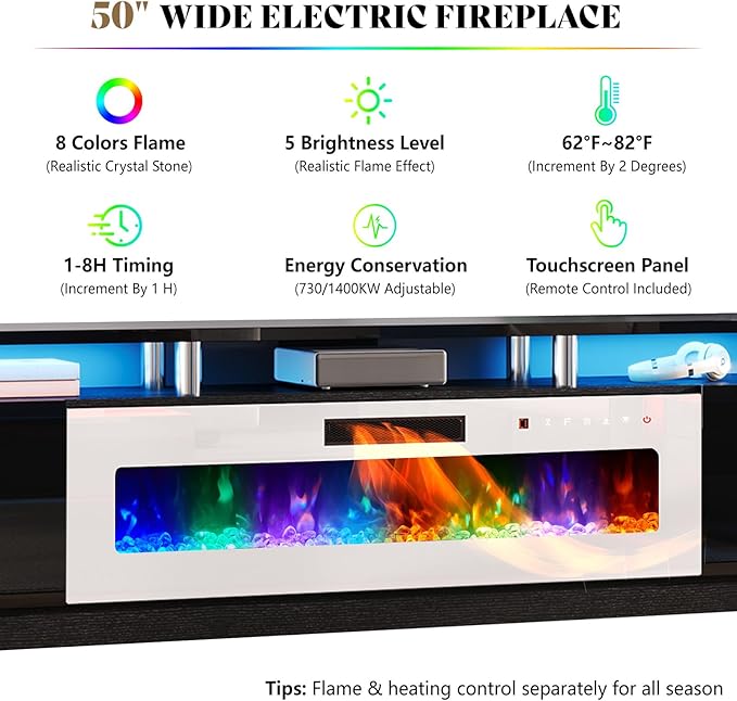 AMERLIFE 90" 2 Tier Fireplace TV Stand - Image 2